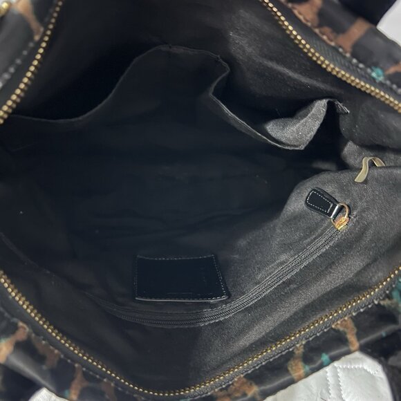 Coach Ocelot Print Tote Teal F25282 Black Teal Brown Shoulder Handbag w Hangtags - Picture 8 of 14
